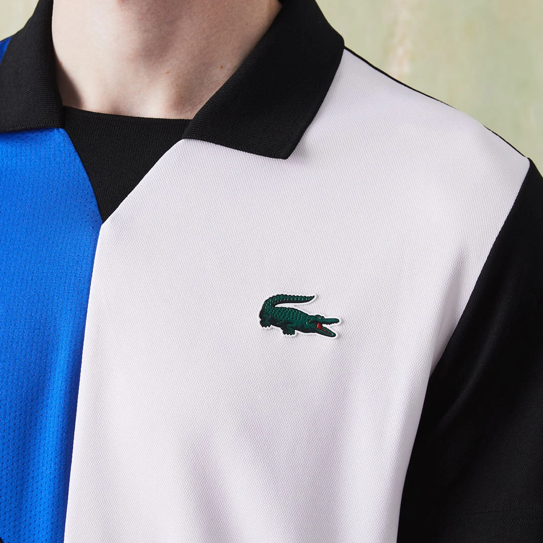 Lacoste Men's Colorblock Breathable Tennis Polo (Black/Blue) - Image 4