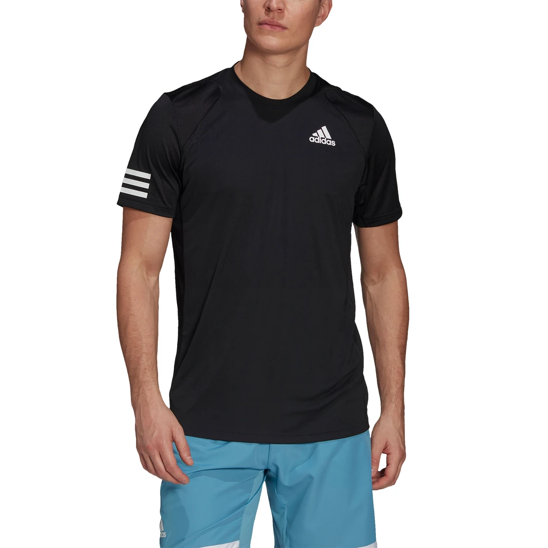Adidas Men's 3 Stripes Club Top (Black) - Image 3