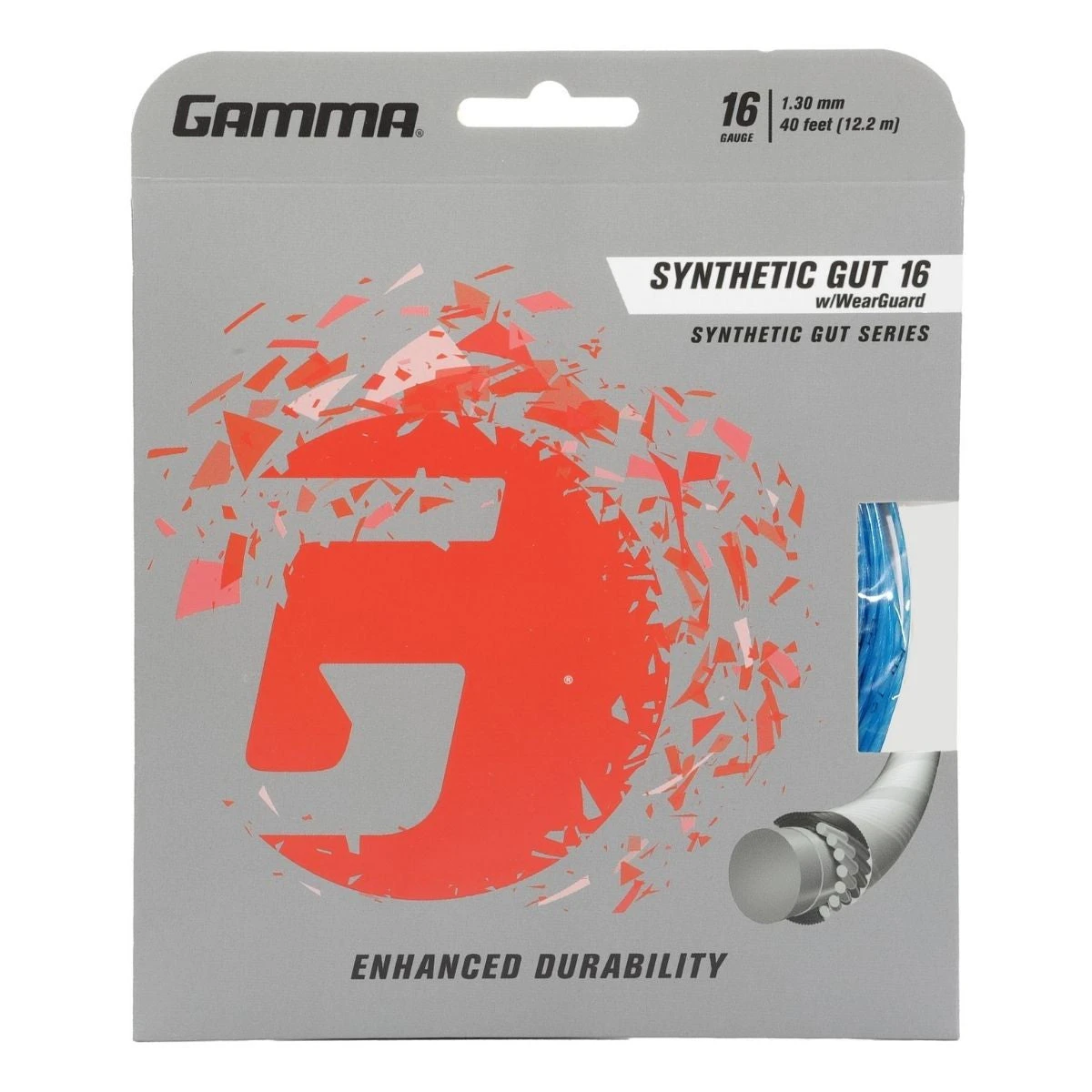 Gamma Synthetic 16/1.30 With Wearguard Tennis String (Blue)