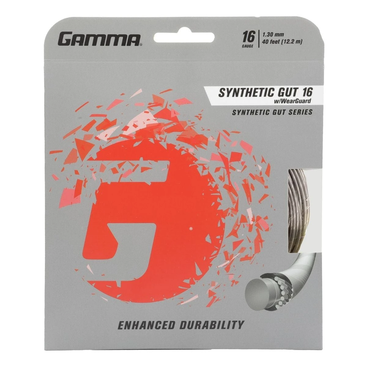 Gamma Synthetic 16/1.30 With Wearguard Tennis String (Silver)