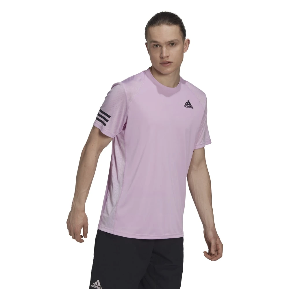 Adidas Men's Club Stripe Tennis Tee (Pink) - Image 2