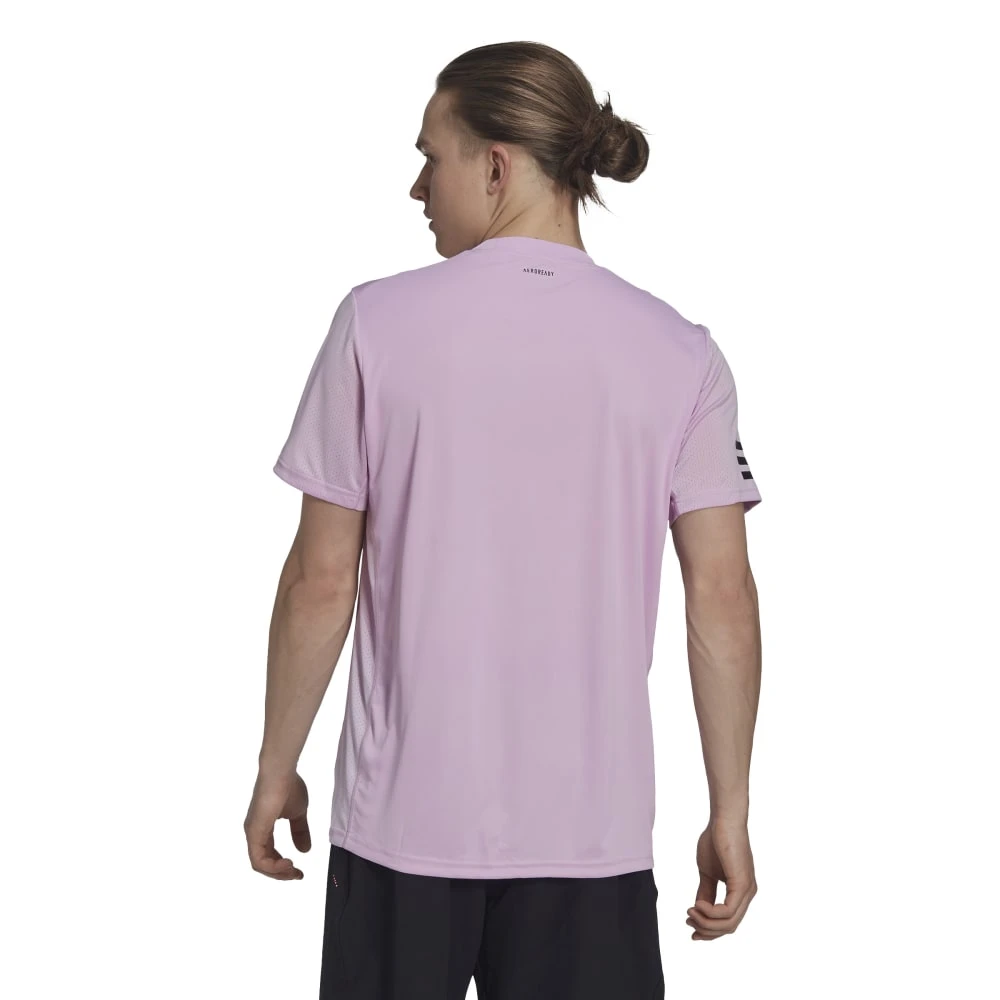 Adidas Men's Club Stripe Tennis Tee (Pink) - Image 3