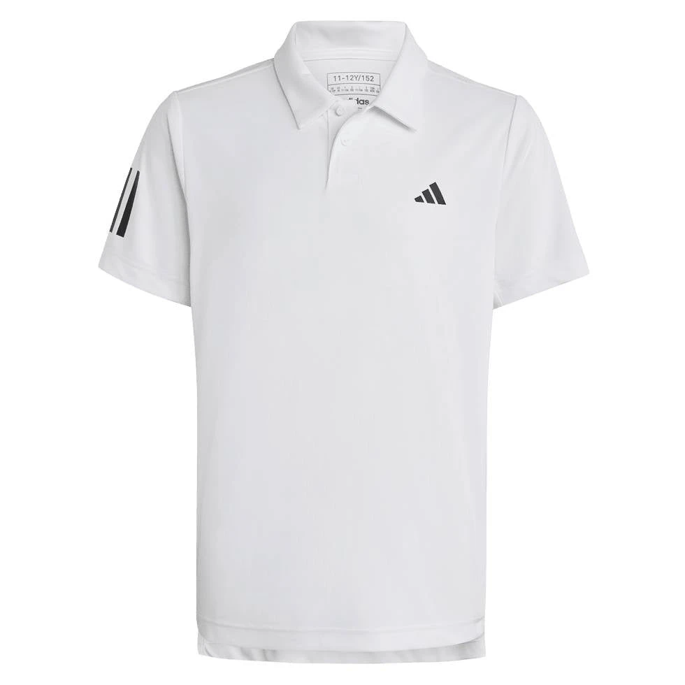 Adidas Boy's 3 Stripe Club Polo (White)