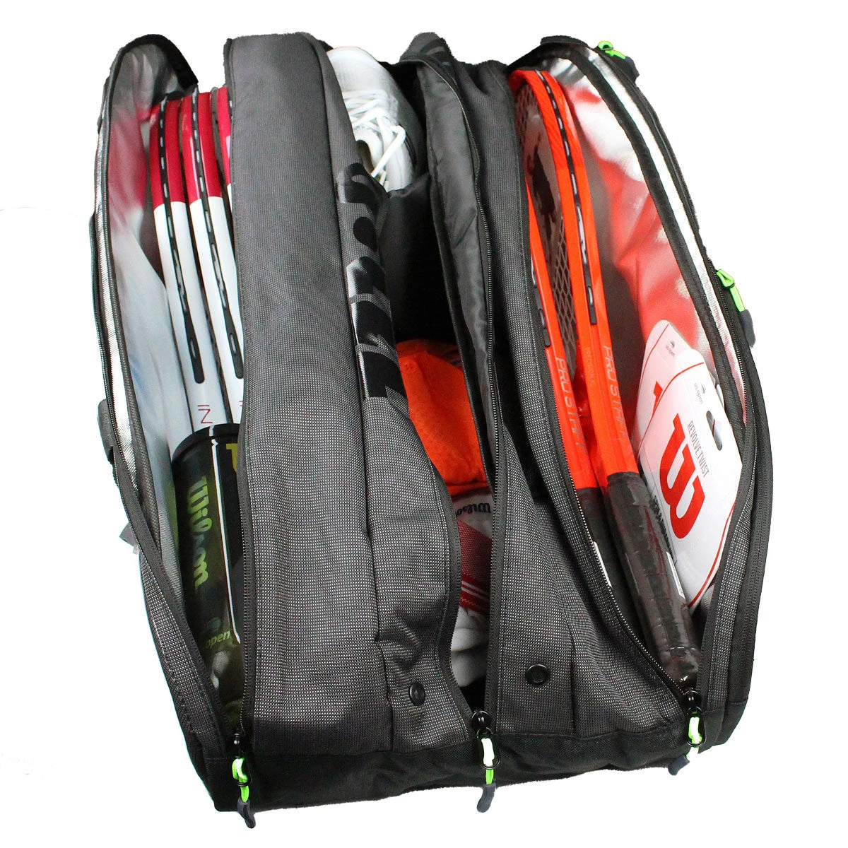 Wilson Super Tour 15 Pack Racquet Bag (Black/Green) - Image 2