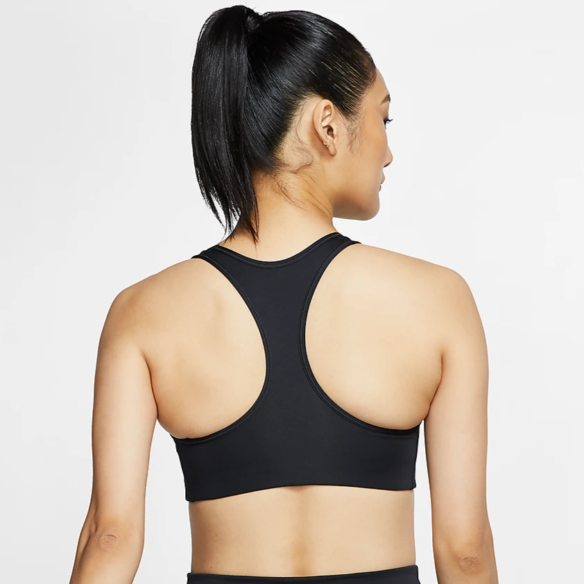 Nike Women's Dri-FIT Swoosh Medium Support 1 Piece Pad Sports Bra (Black/White) - Image 2