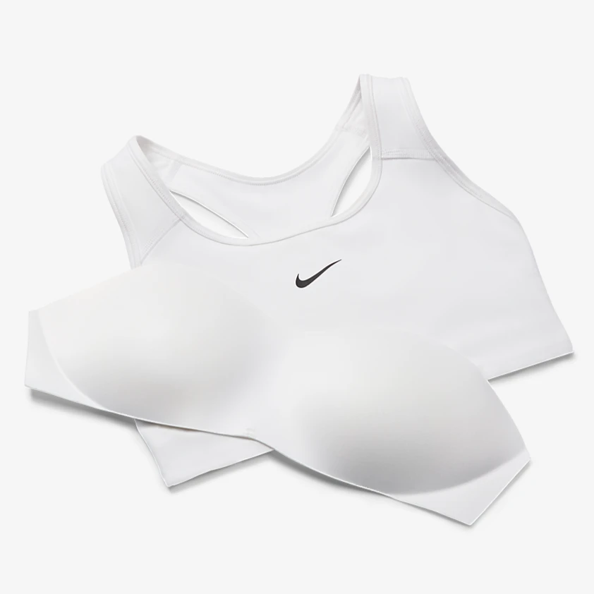 Nike Women's Dri-FIT Swoosh Medium Support 1 Piece Pad Sports Bra (White/Black) - Image 5